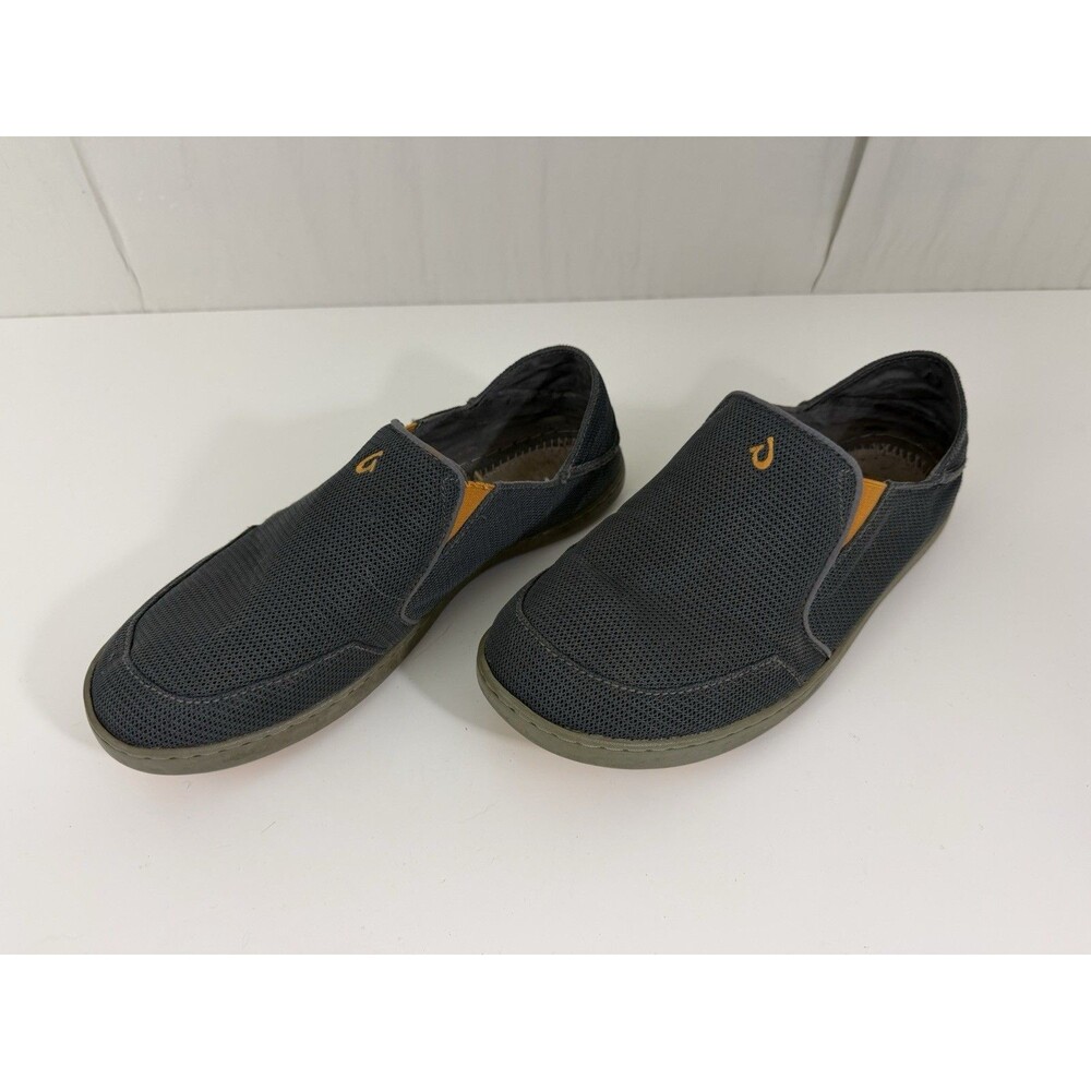 OluKai Mens Nohea Mesh Gray Gold Loafers Shows Sz 10 Coastal Gorpcore Surf *Read